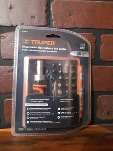 DESARMADOR TIPO TROMPO CON MATRACA, 37 PIEZAS 17845 P