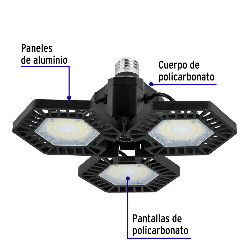 LUMINARIO DE LED 65 W, ALUMINIO CON 3 PANELES ABATIBLES 46587 N