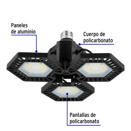LUMINARIO DE LED 65 W, ALUMINIO CON 3 PANELES ABATIBLES 46587 N