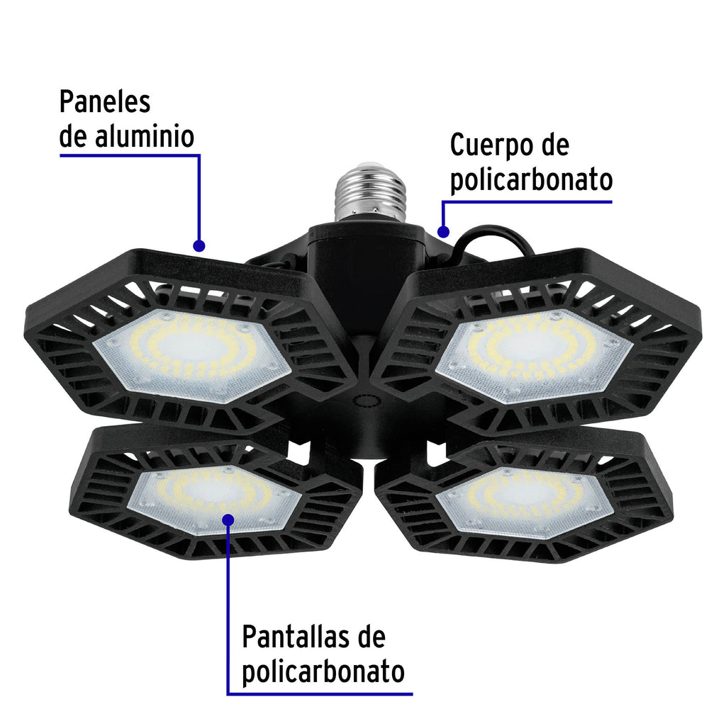 LUMINARIO DE LED 100 W, ALUMINIO CON 4 PANELES ABATIBLES 46588 N