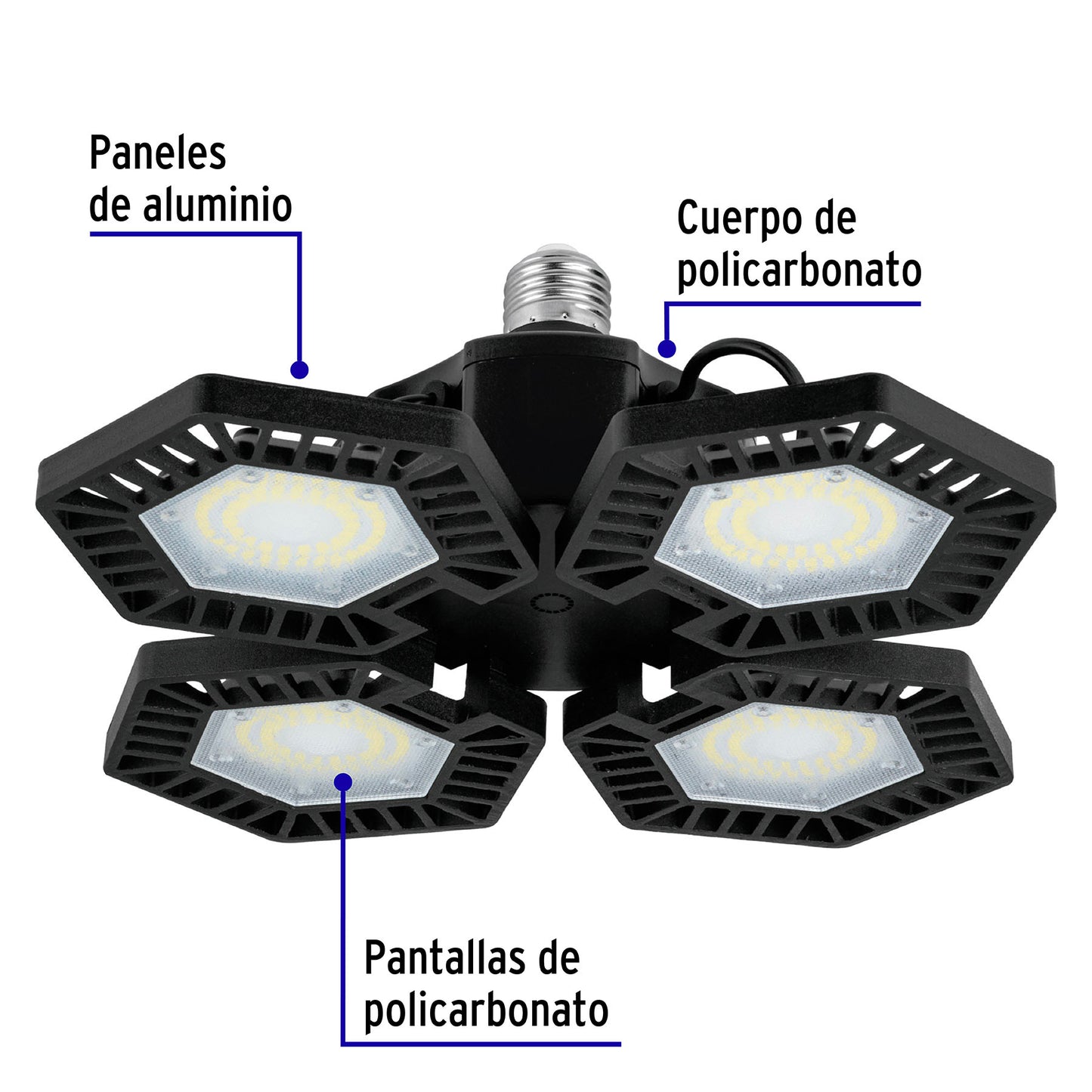 LUMINARIO DE LED 100 W, ALUMINIO CON 4 PANELES ABATIBLES 46588 N