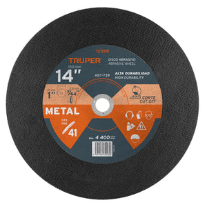 DISCO PARA CORTE DE METAL, TIPO 41, DIÁMETRO 14' 12568 P