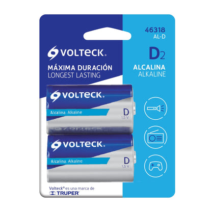 BLÍSTER CON 2 PILAS ALCALINA TAMAÑO D 46318 *
