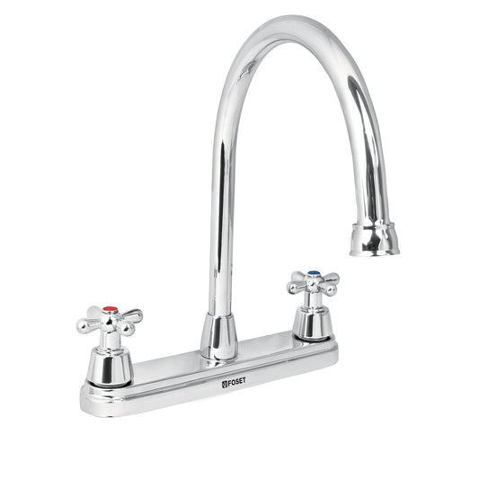 MEZCLADORA CROMO 8'' PARA FREGADERO, MANERALES CRUCETA, FOSET 49686 P