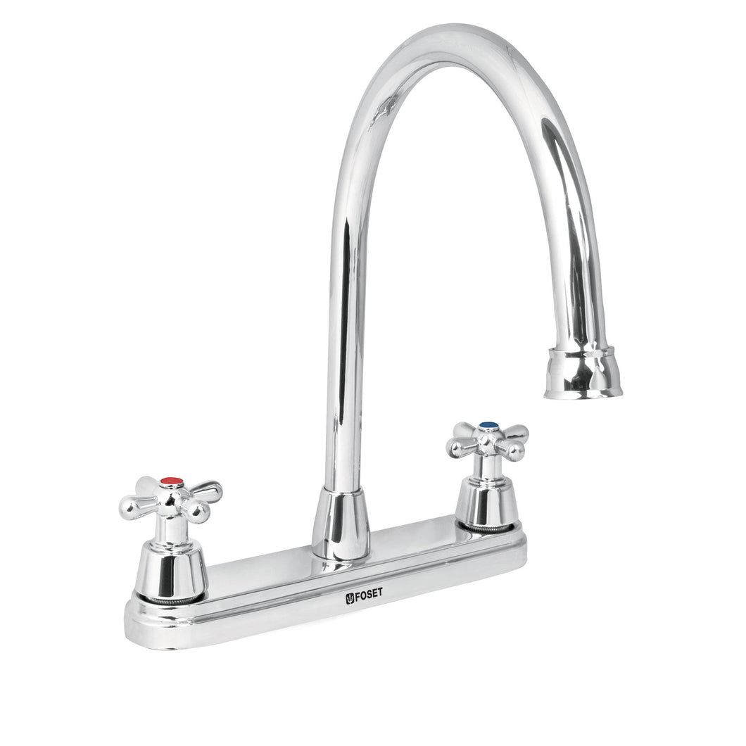 MEZCLADORA CROMO 8'' PARA FREGADERO, MANERALES CRUCETA, FOSET 49686 P