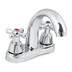 MEZCLADORA CROMO 4'' PARA LAVABO, NARIZ CURVA, CRUCETA, FOSET 49692 N