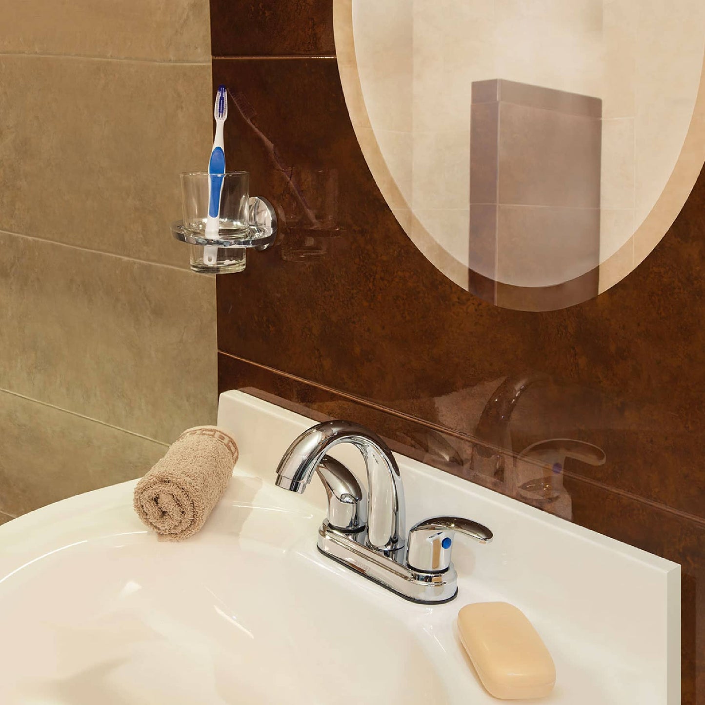 MEZCLADORA CROMO 4'' PARA LAVABO, NARIZ CURVA, PALANCA, FOSET 49693 P