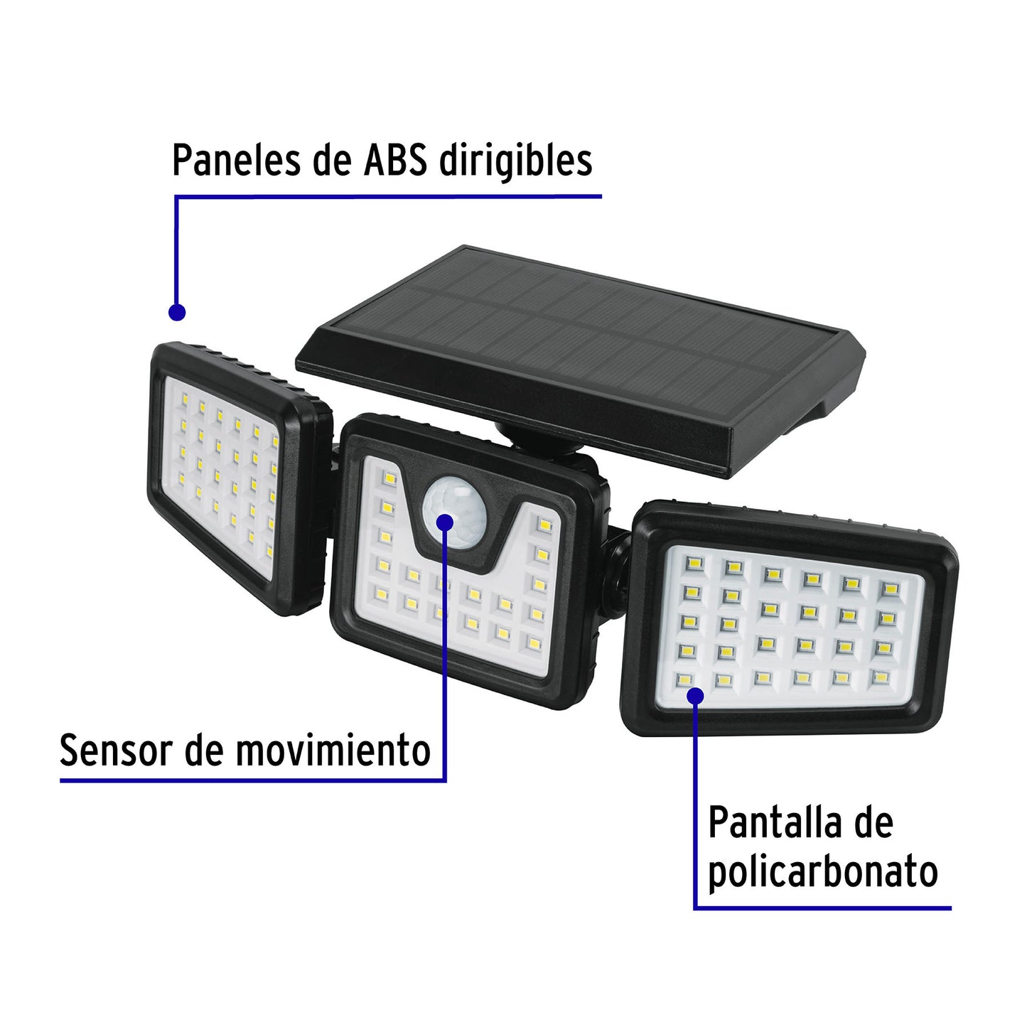 LUMINARIO SOLAR LED 7 W CON SENSOR DE MOVIMIENTO, VOLTECK 49782 *