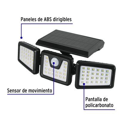 LUMINARIO SOLAR LED 7 W CON SENSOR DE MOVIMIENTO, VOLTECK 49782 *