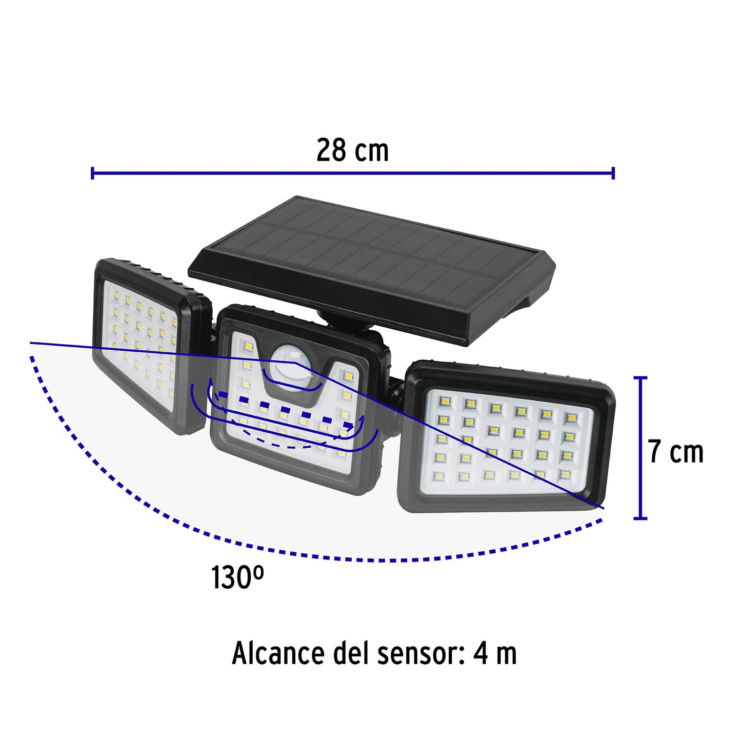LUMINARIO SOLAR LED 7 W CON SENSOR DE MOVIMIENTO, VOLTECK 49782 *