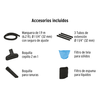 ASPIRADORA DE SÓLIDOS Y LÍQUIDOS DE 4 GAL, PLÁSTICA, TRUPER 101508 *