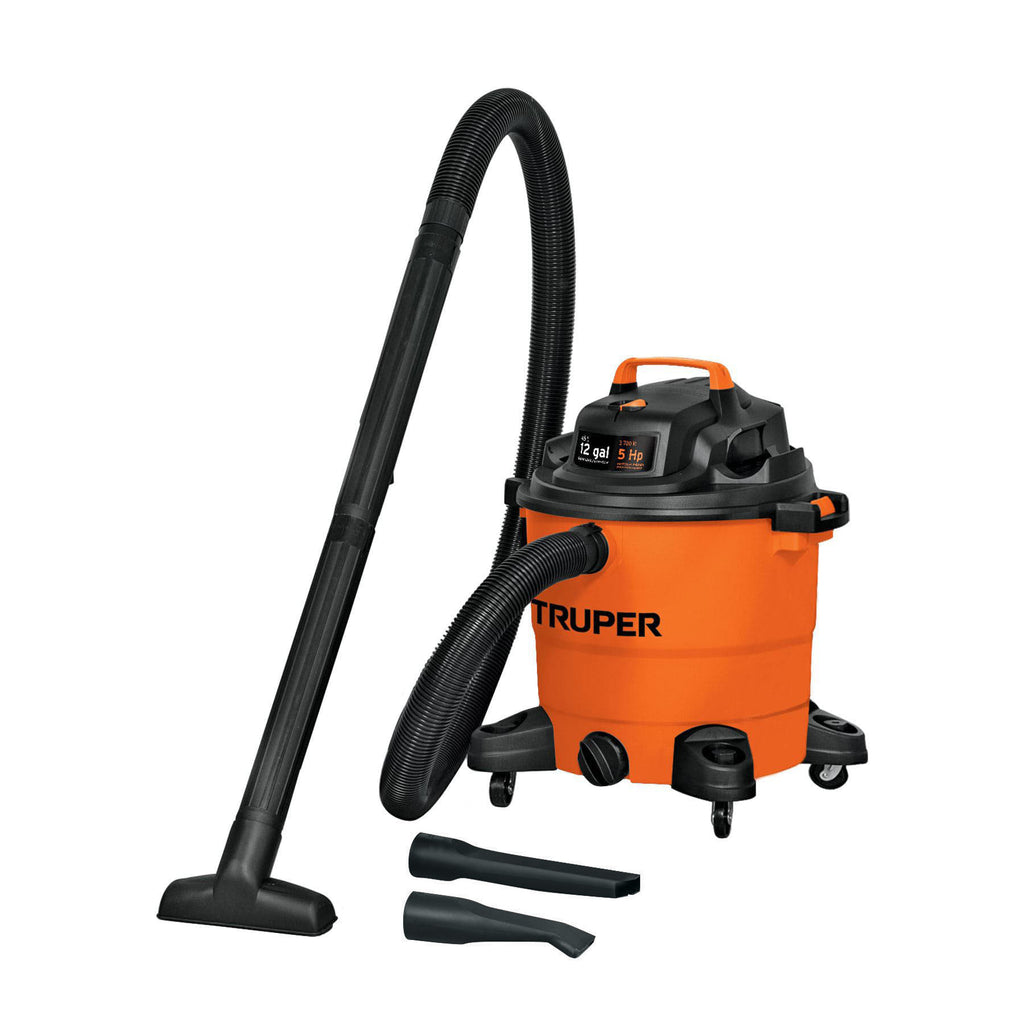 ASPIRADORA DE SÓLIDOS Y LÍQUIDOS DE 12 GAL, PLÁSTICA, TRUPER 101509 N