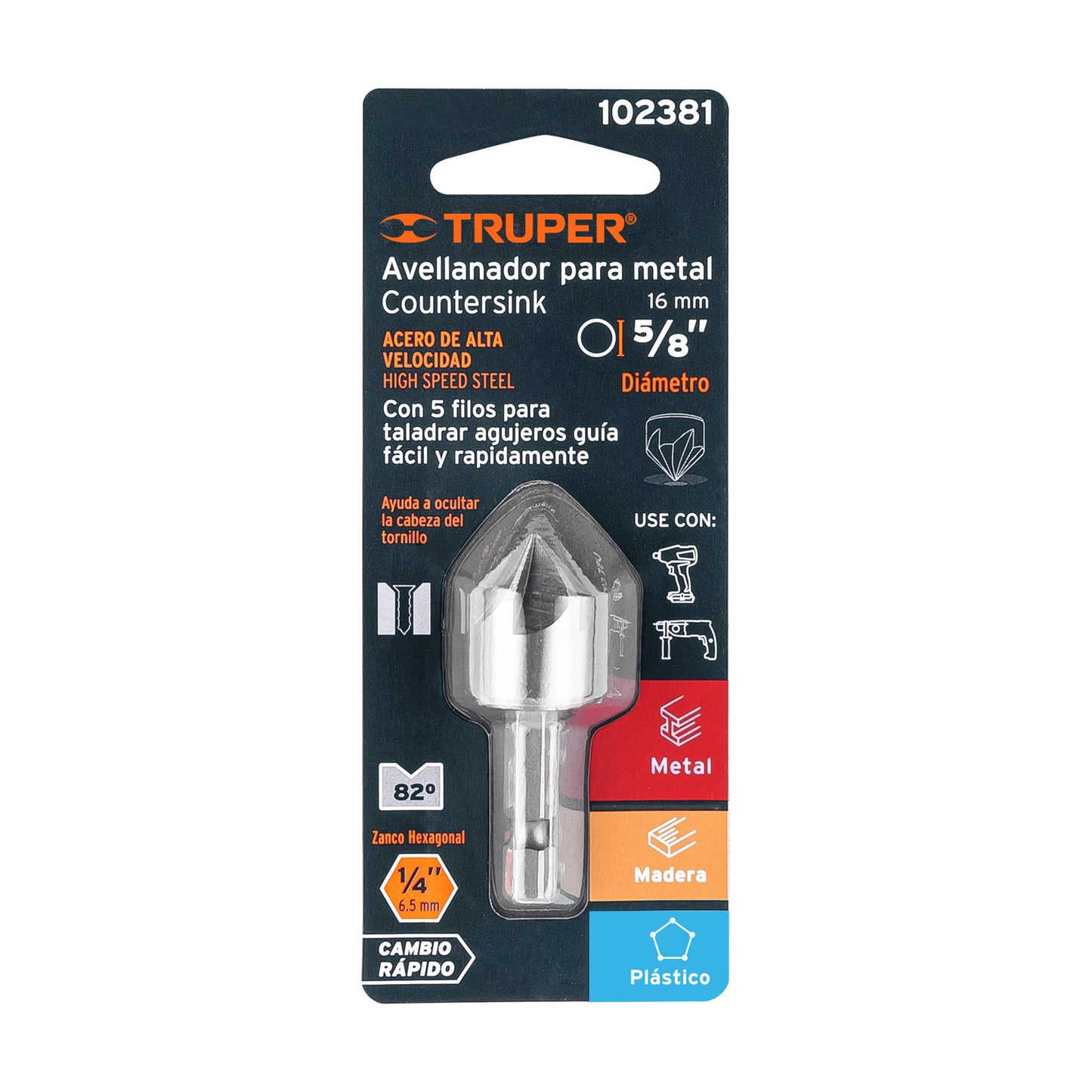 AVELLANADOR HSS CAMBIO RÁPIDO 5/8", TRUPER 102381 P