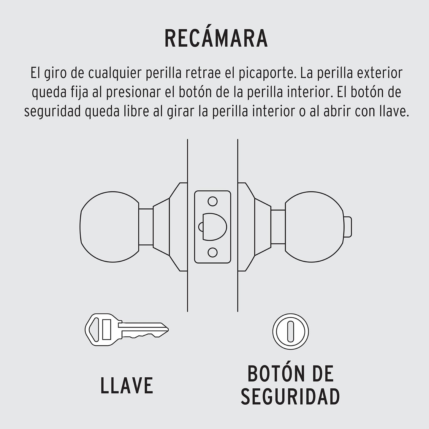 CERRADURA DE POMO LATON ANTIGUO "RECAMARA" 23564 *