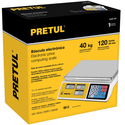 BÁSCULA ELECTRÓNICA CAPACIDAD 40 KG, PRETUL 29966 *