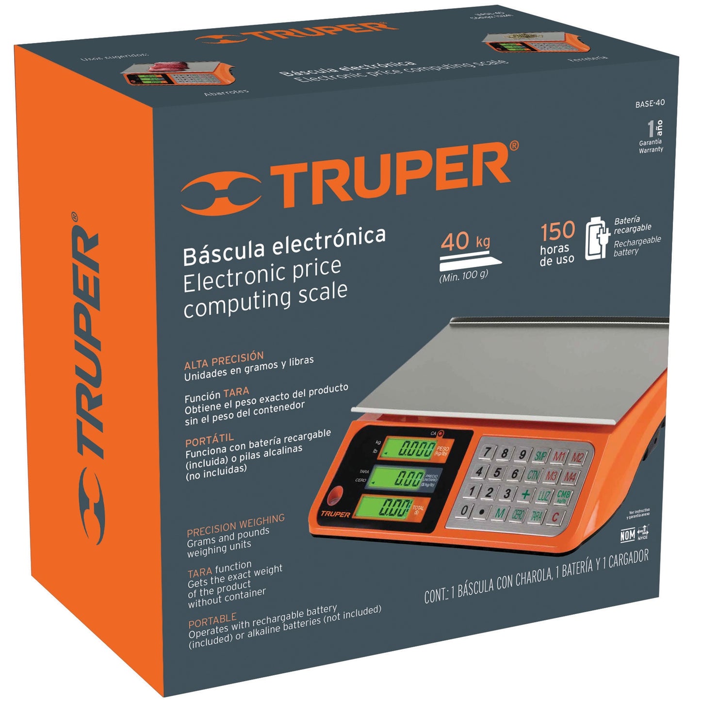 BÁSCULA ELECTRÓNICA MULTIFUNCIONES CAPACIDAD 40 KG 15241 *