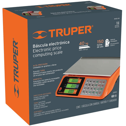 BÁSCULA ELECTRÓNICA MULTIFUNCIONES CAPACIDAD 40 KG 15241 *