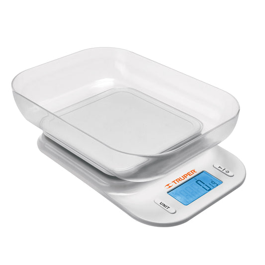 BÁSCULA DIGITAL CON TAZÓN PARA COCINA, 5KG, TRUPER 102421 *