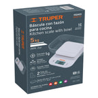 BÁSCULA DIGITAL CON TAZÓN PARA COCINA, 5KG, TRUPER 102421 *