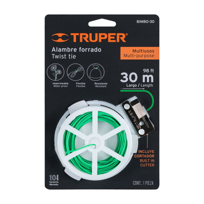 CARRETE CON 30M DE ALAMBRE FORRADO MULTIUSOS, TRUPER 12322 *