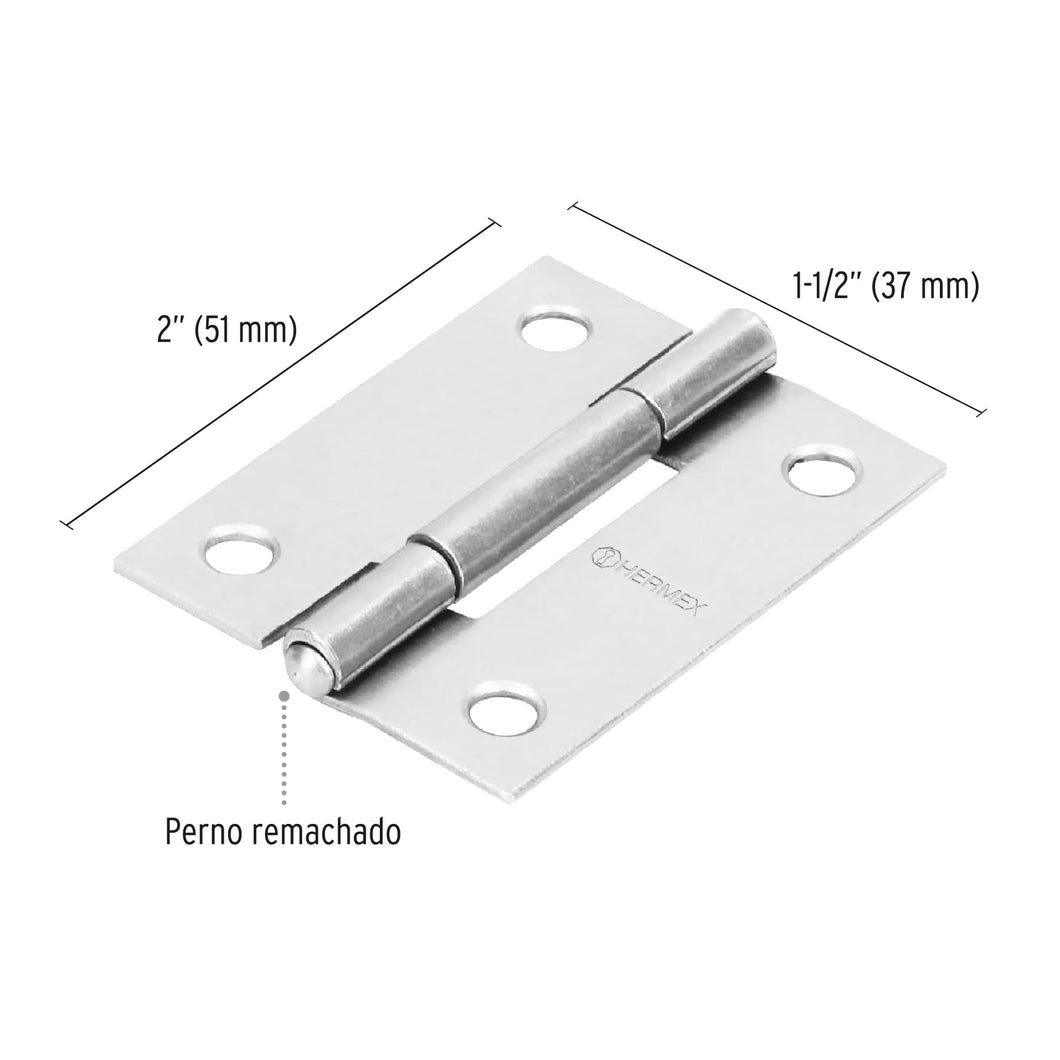 BISAGRA RECTANGULAR 2'' ACERO PULIDO, HERMEX 43187 P