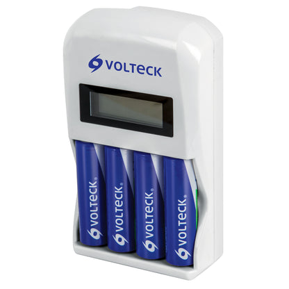 CARGADOR DE PILAS, AA, AAA, INCLUYE 4 PILAS AA, VOLTECK 46046 *