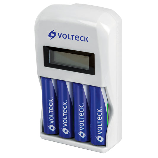 CARGADOR DE PILAS, AA, AAA, INCLUYE 4 PILAS AA, VOLTECK 46046 *