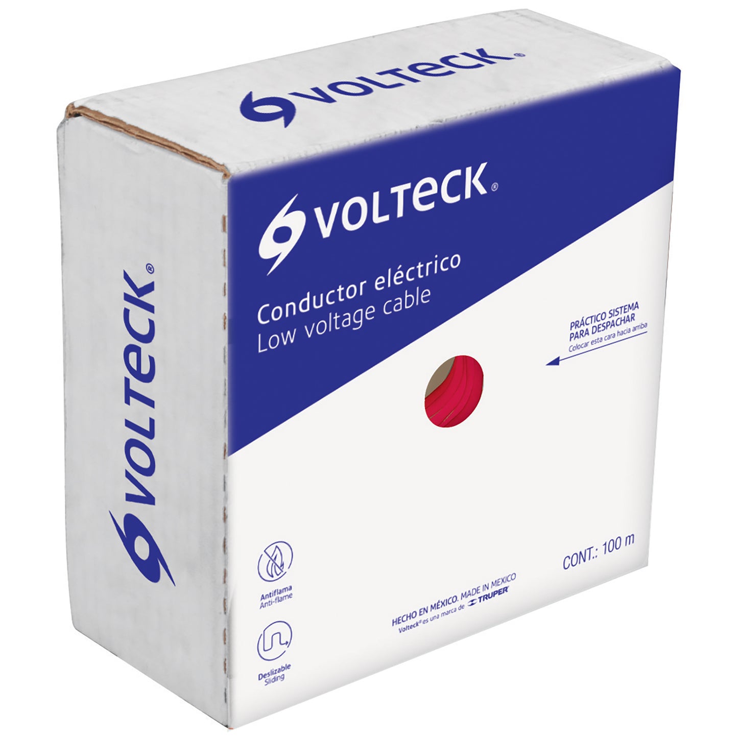 ROLLO DE 100M DE CABLE THHW-LS #10 AWG ROJO, VOLTECK 46059 *