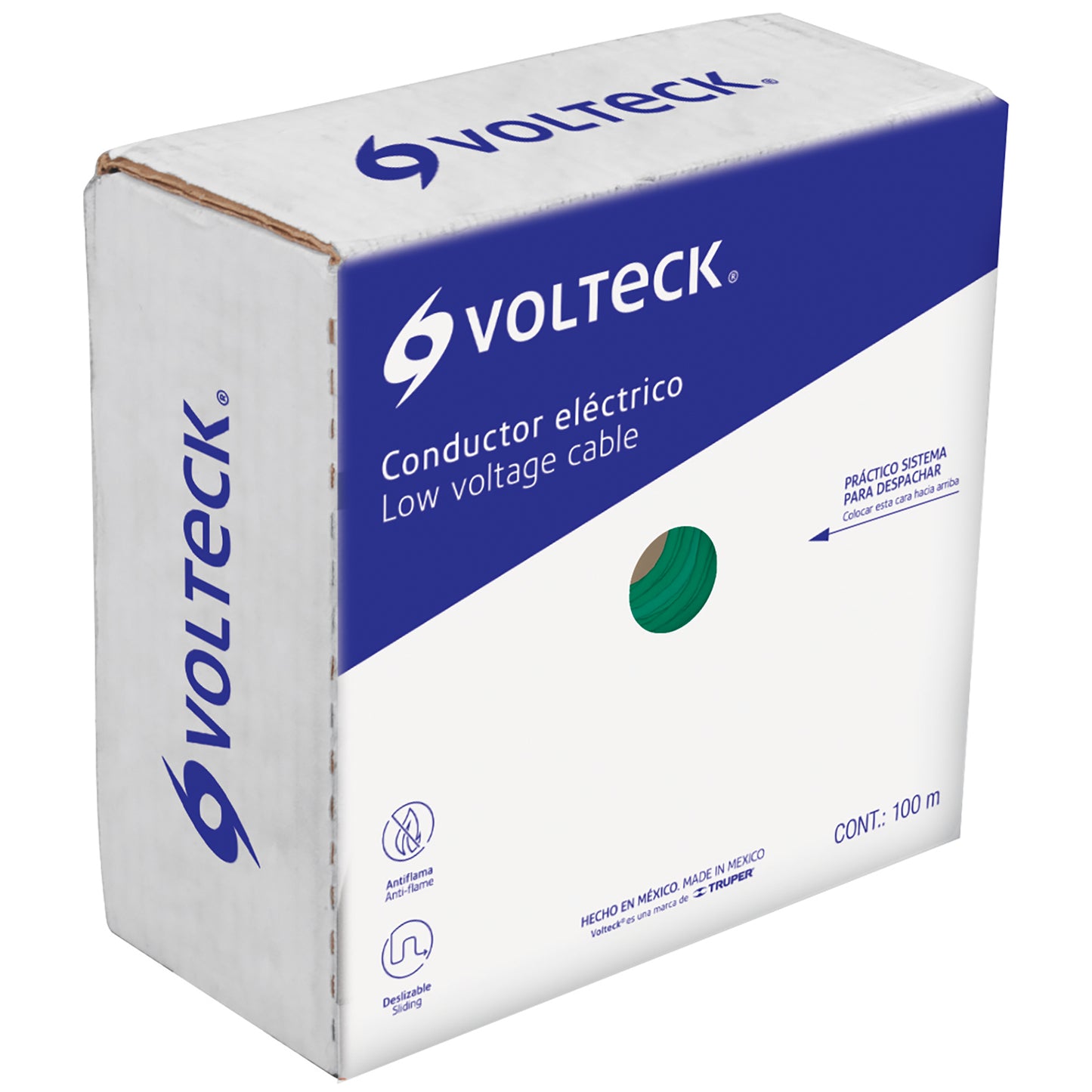 ROLLO DE 100M DE CABLE  THHW-LS #12 AWG VERDE, VOLTECK 46064 *