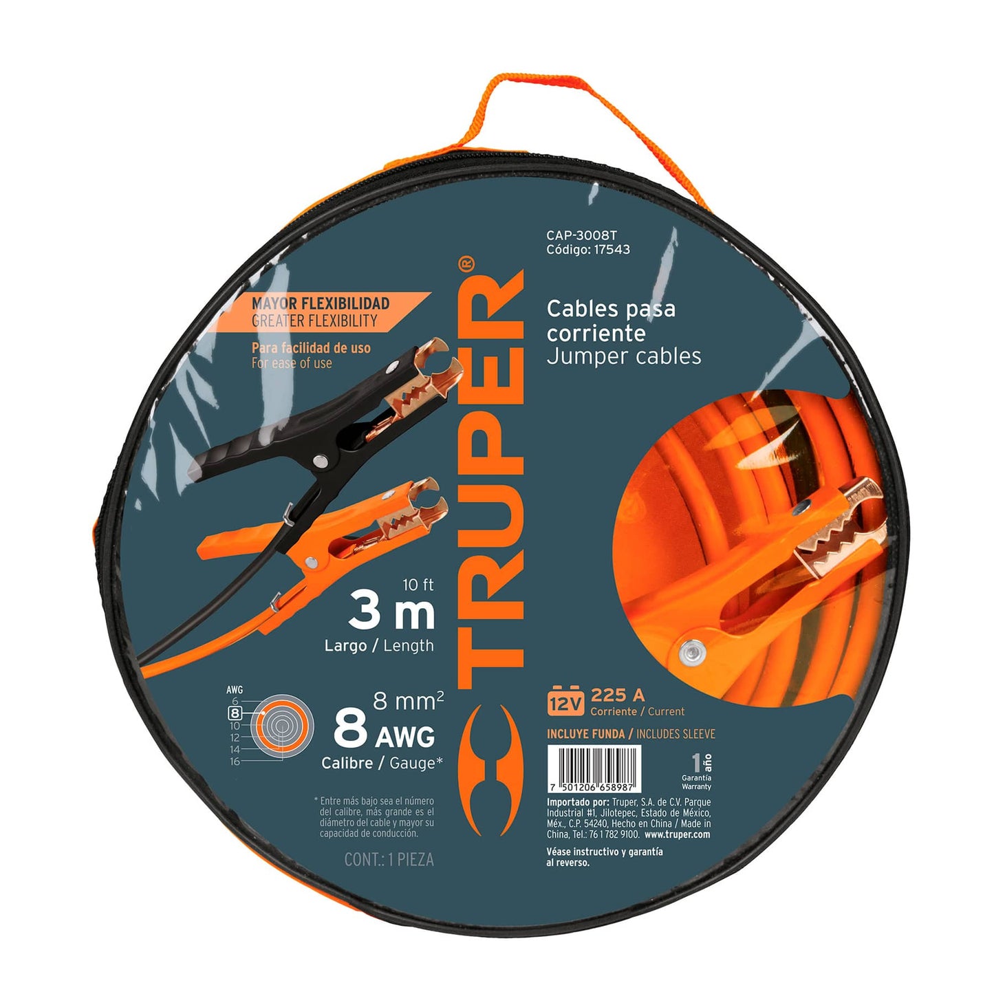 CABLES PASA CORRIENTE TRUPER 3M CALIBRE 8 AWG