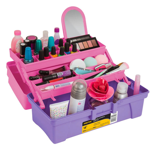 CAJA COSMETIQUERA 14", ROSA/MORADO, PRETUL 25052 *