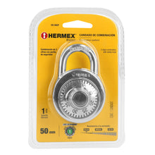 Cargar imagen en el visor de la galería, CANDADO DE ACERO DE COMBINACIÓN, 50MM, HERMEX BASIC 23525 P
