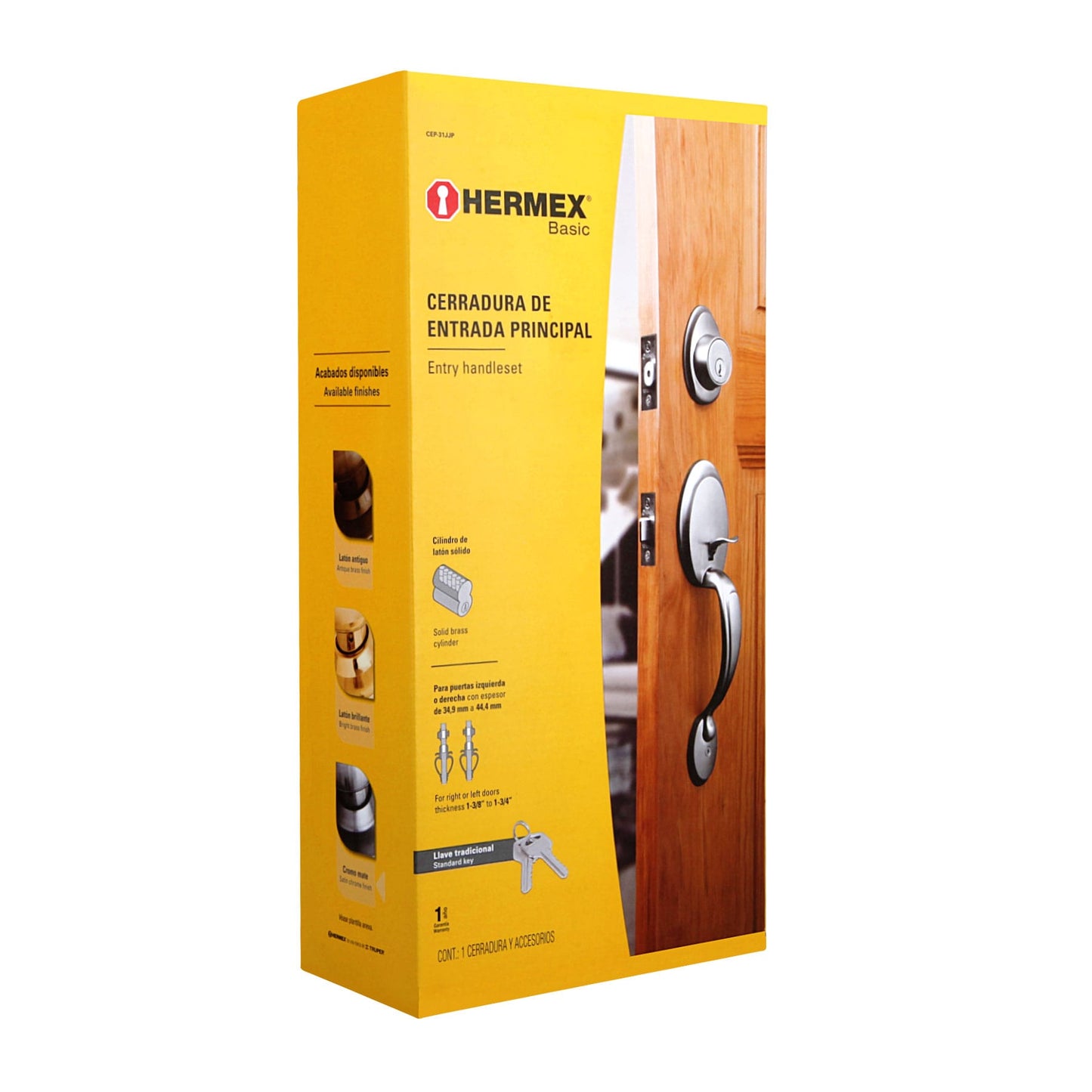CERRADURA HERMEX BASIC CROMO MATE 23678 *