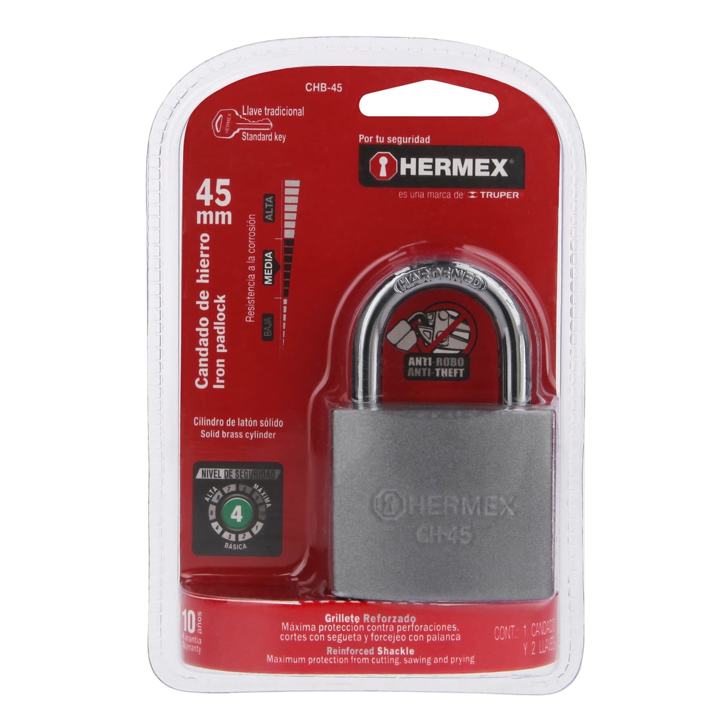 CANDADO DE HIERRO 45MM GC HERMEX 43319 *