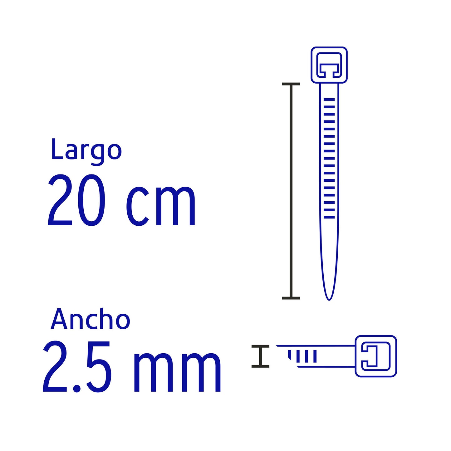 BOLSA CON 100 CINCHOS PLÀSTICOS 18 LB, 200x2.5 MM NEGROS 44322 *