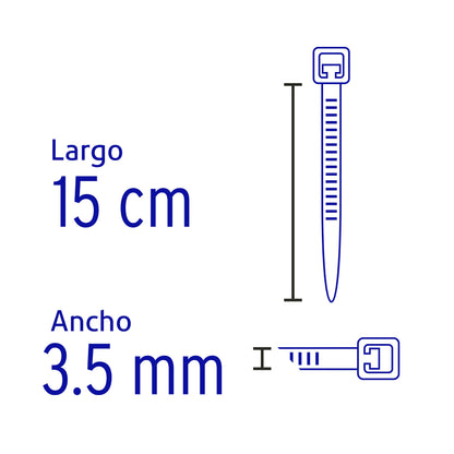 BOLSA CON 50 CINCHOS PLÀSTICOS 40 LB, 150x3.5MM,NEGROS 44323 *