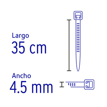 BOLSA CON 25 CINCHOS PLÀSTICOS 50 LB, 350x4.5, NATURALES 44309 *