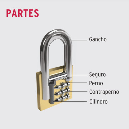 CANDADO DE LATÒN, 60MM, GC, LLAVE DE PUNTOS, BLÌSTER 43302 N