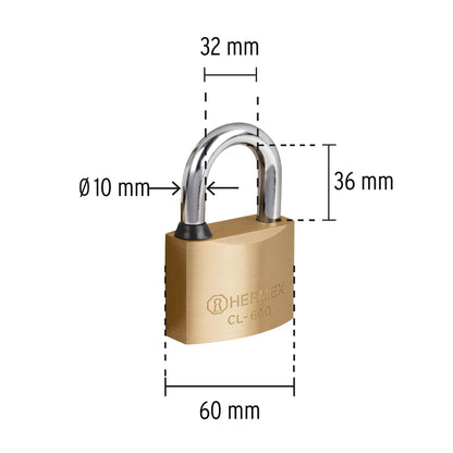 CANDADO DE LATÒN, 60MM, GC, LLAVE DE PUNTOS, BLÌSTER 43302 N