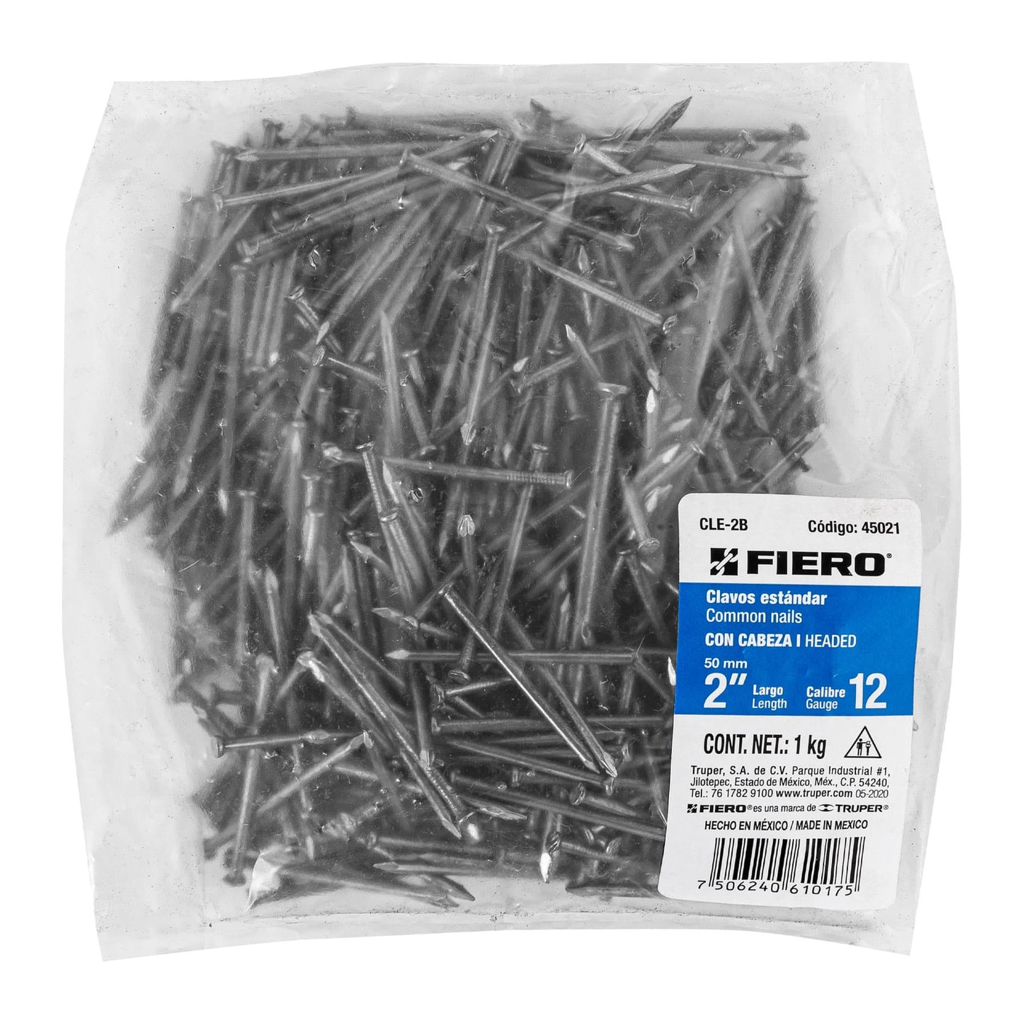 BOLSA CON 1 KG DE CLAVO EST·NDAR 2' CON CABEZA, FIERO 45021 *