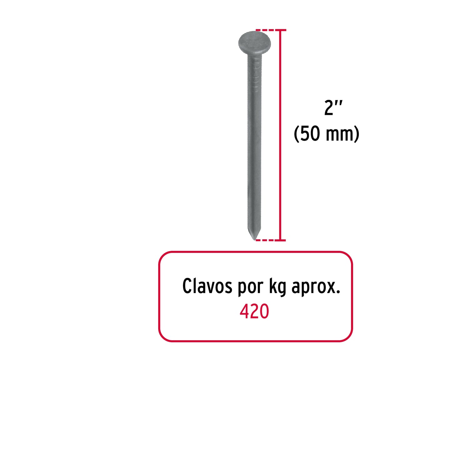 BOLSA CON 1 KG DE CLAVO EST·NDAR 2' CON CABEZA, FIERO 45021 *
