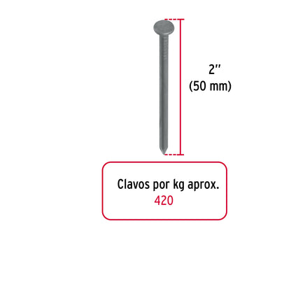 BOLSA CON 1 KG DE CLAVO EST·NDAR 2' CON CABEZA, FIERO 45021 *