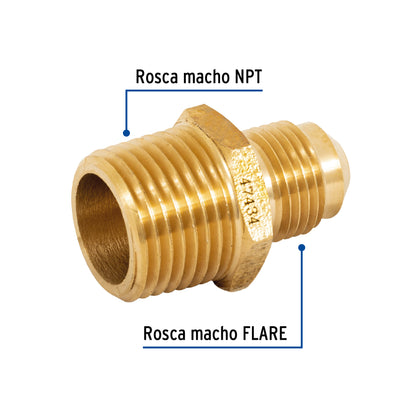 NIPLE TERMINAL DE LATÒN DE 3/8" X 1/2", FOSET 47434 P