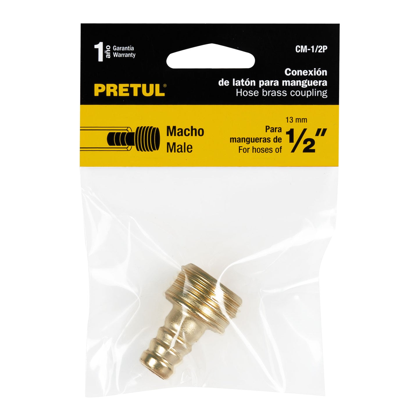 CONECTOR SENCILLO 1/2', MACHO, PRETUL 26031 *