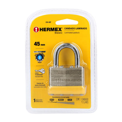 CANDADO LAMINADO 45MM GC HERMEX. BASIC 20504 *