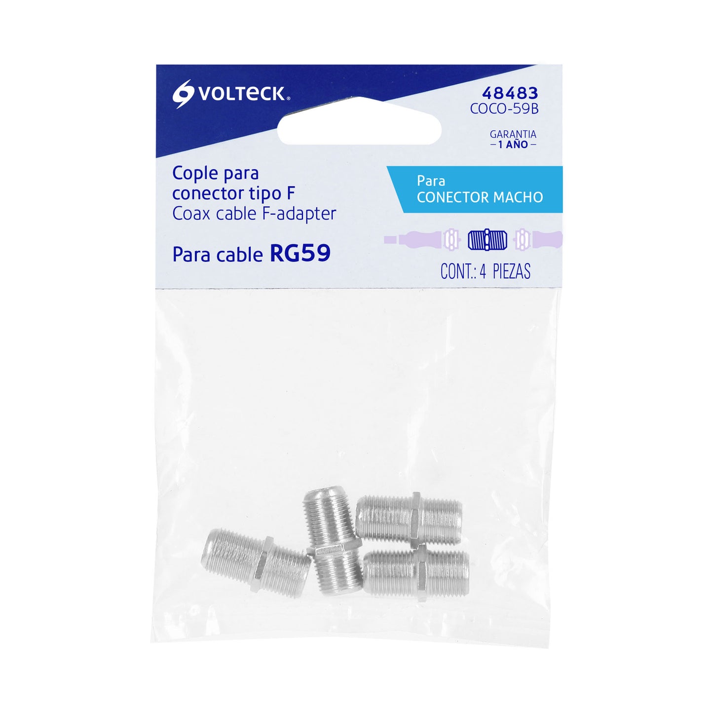 BOLSA CON 4 CONECTORES COAXIALES RG 59 PARA CONECTOR MACHO