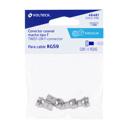 BOLSA CON 4 CONECTORES COAXIALES RG 59 DE ENROSCAR. VOLTECK 48481 P