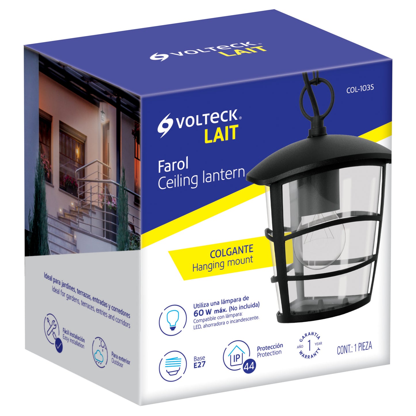 ARBOTANTE FAROL COLGANTE DISEÑO MODERNO 45094 N
