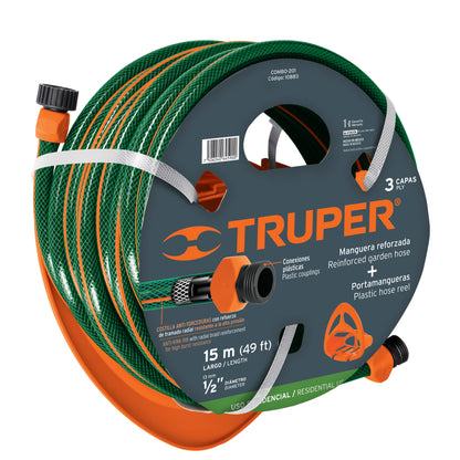 COMBO MANGUERA Y PORTAMANGUERA 15MTS TRUPER 10883 *
