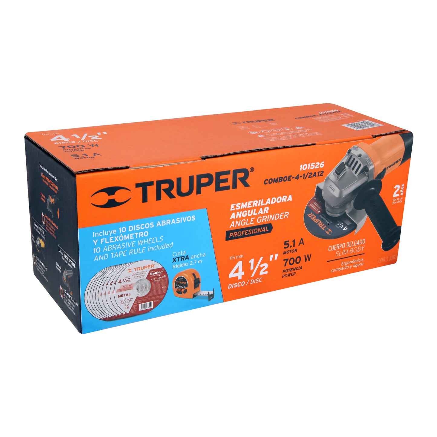 ESMERILADORA 700W CON DISCOS Y FLEXOMETRO. 101526 N